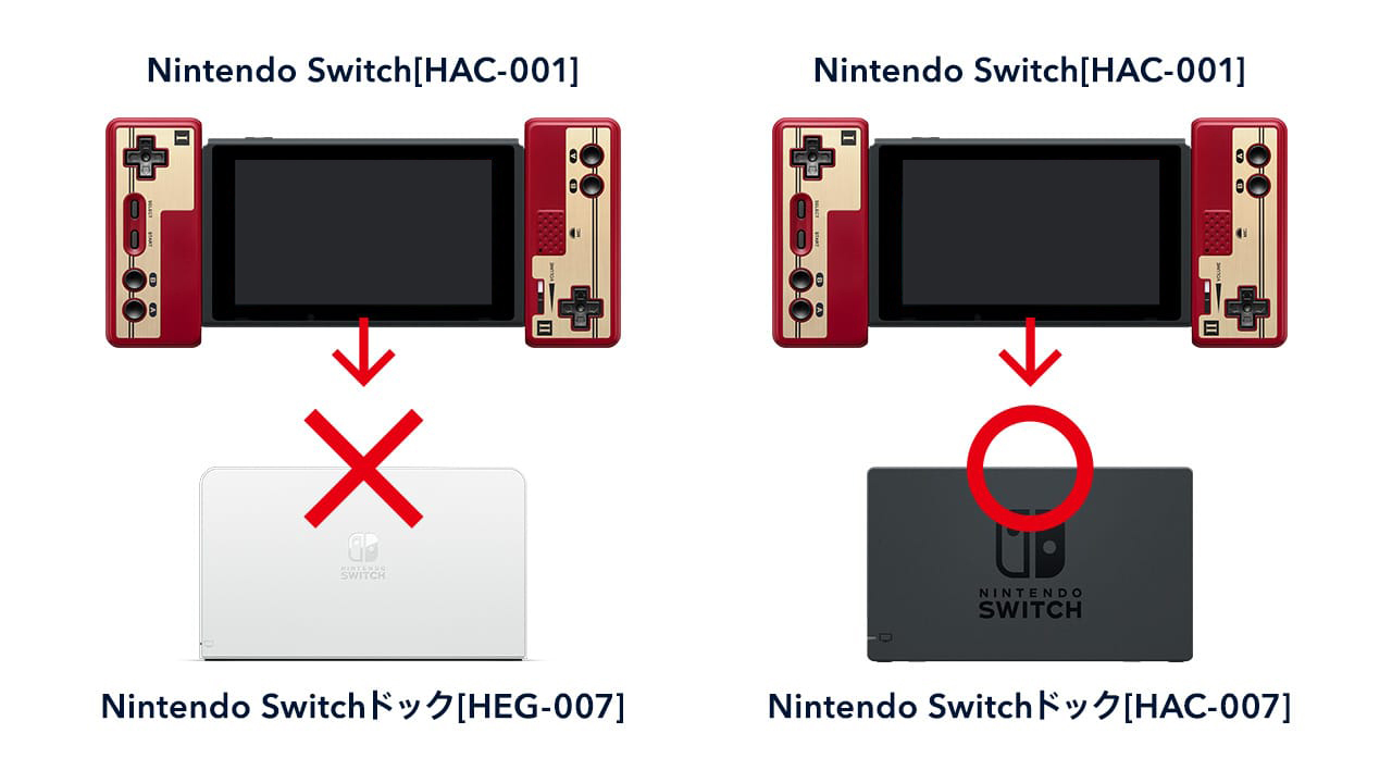 Nintendo Switch（有機ELモデル）[HEG-001]に付属しているNintendo Switchドック[HEG-007]で充電することはできません（ドックに入りません）