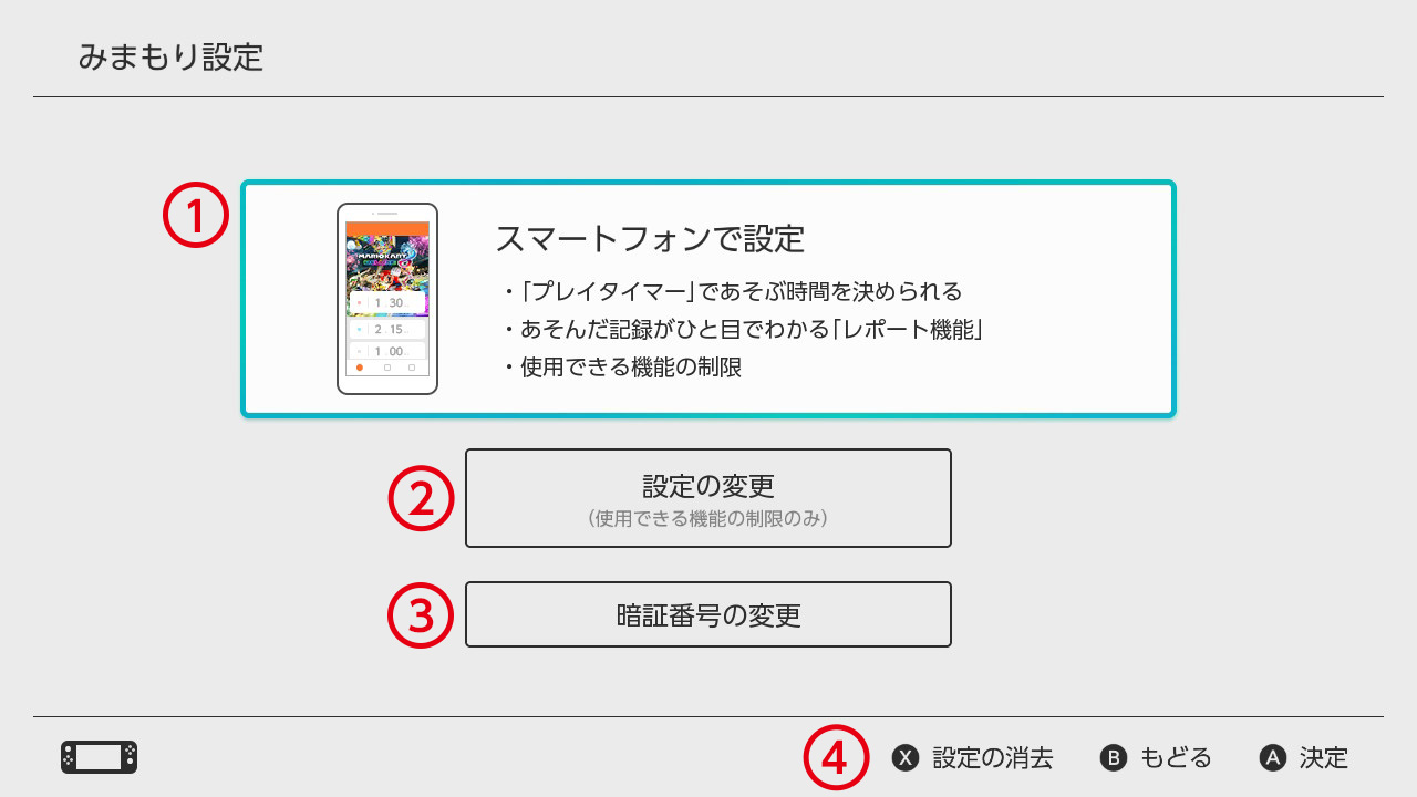 みまもり設定の設定変更ができます。